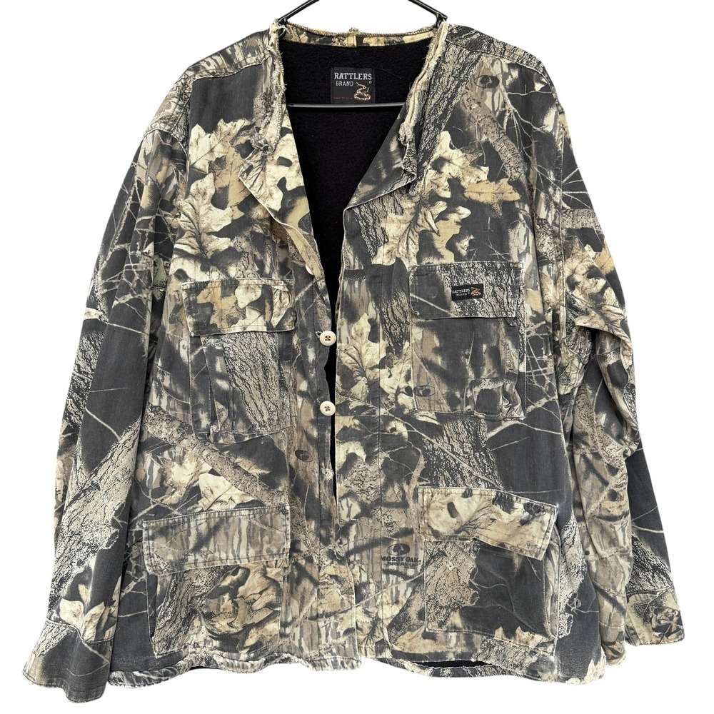 Rattlers Brand Jacket Mens XL Brown Mossy Oak Break-Up Camo Lined Hunting USA